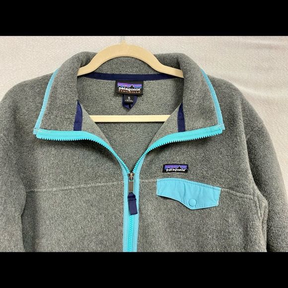 Patagonia Synchilla grey and teal blue full zip jacket. Only worn once! - Picture 2 of 3